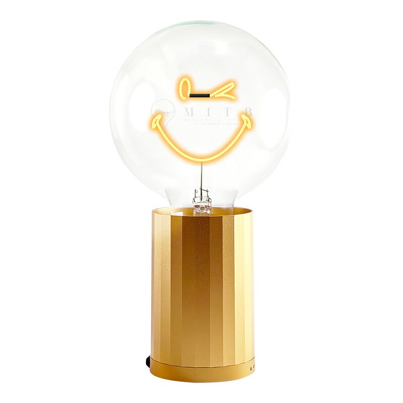 Bulb SMILEY WORLD KIDNESS Amber with Base Table Lamp PORTABLE Rose Gold image number 0