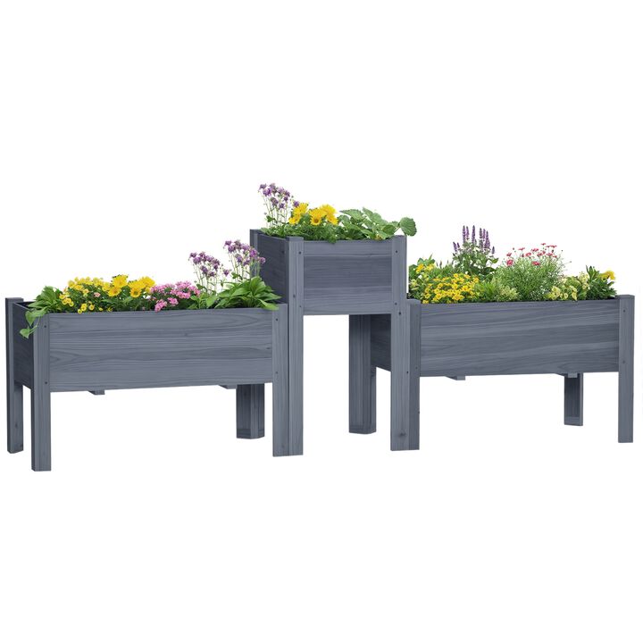 Hivvago 3-Piece Raised Garden Bed Set with Liner