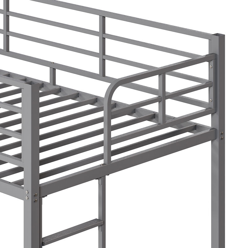Square Tube Bunk Bed with High Guardrails & Side Ladder &ndash; Strong Iron Frame image number 8