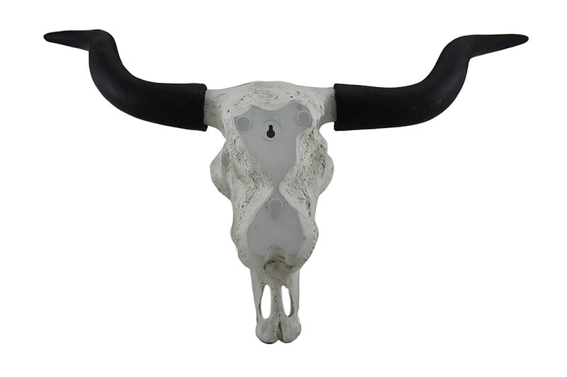 Longhorn and Lace Black & White Filigree Design Hanging Steer Skull Statue image number 2