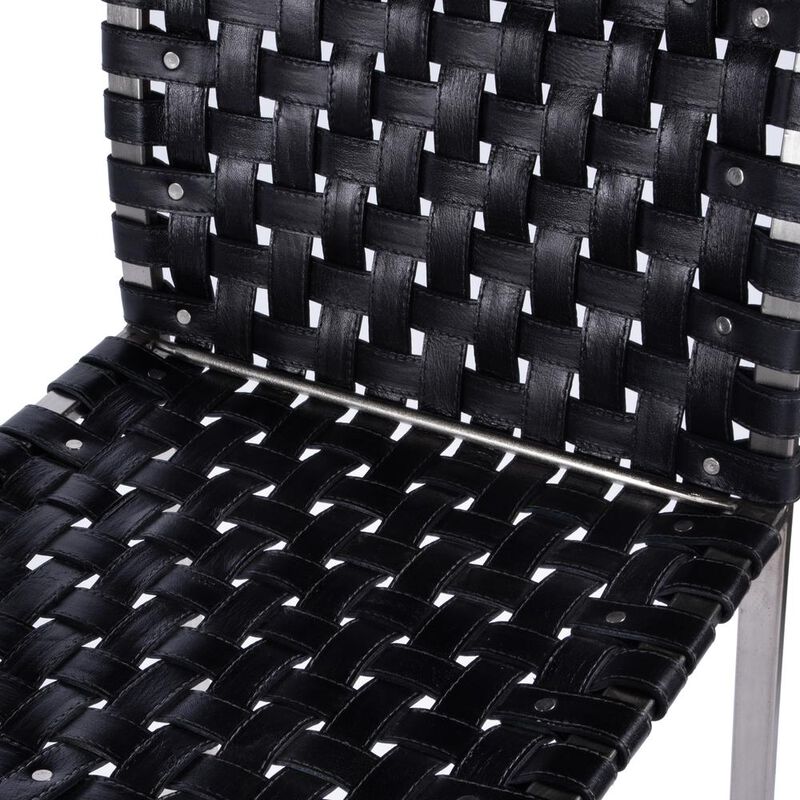 Butler Specialty Urban Woven Leather Rectangular  28 Barstool, Black