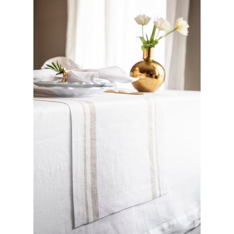 Solino Home 100% Pure Linen Table Runner - French Stripe