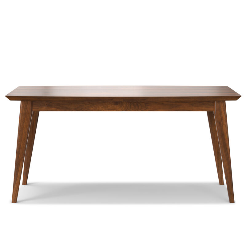 Draper 66-84 inch x 40 inch Rectangle Mid Century Modern Extendable Dining Table in Walnut Veneer