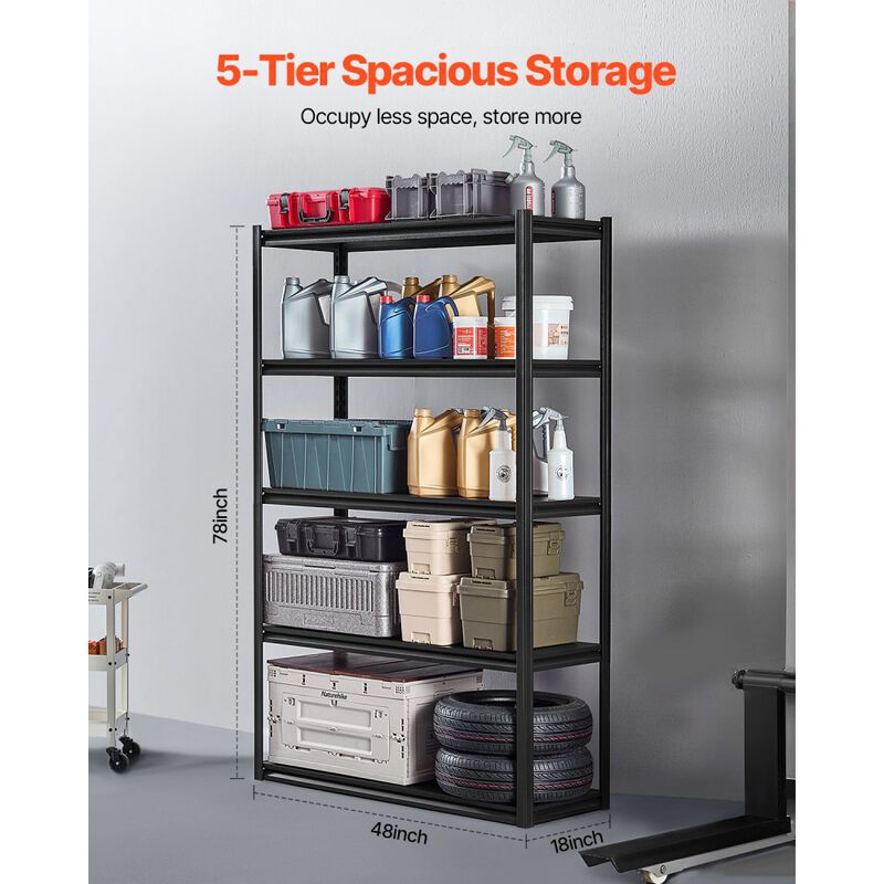 5 Tier Metal Storage Shelving 3000 Lbs Adjustable Garage Utility Rack image number 5