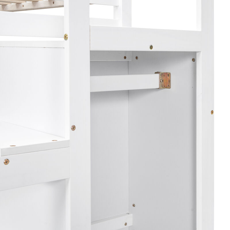 Merax Loft Bed with Built-in Storage Wardrobe and Staircase