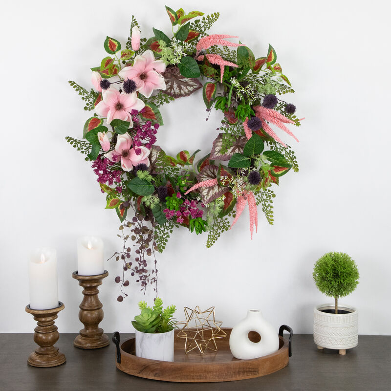 Succulent and Fern Artificial Spring Floral Wreath  24-Inch image number 2