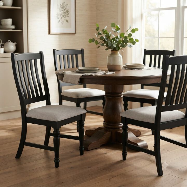 Set of 4 Kitchen Dining Chairs with Solid Wood Legs and Backrests
