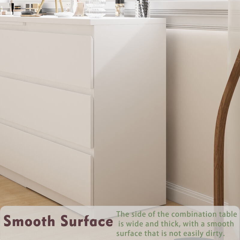 9-Drawer Retractable Dresser Bedroom Storage Organizer with Rotatable Table