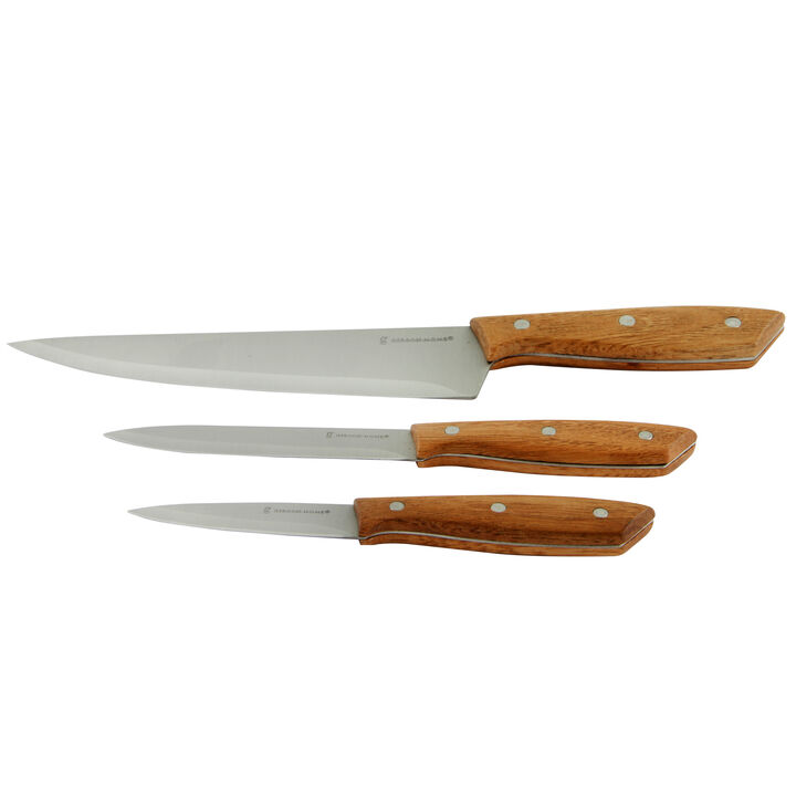 Gibson Home Seward 3 Piece Stainless Steel Cutlery Set with Wood Handles