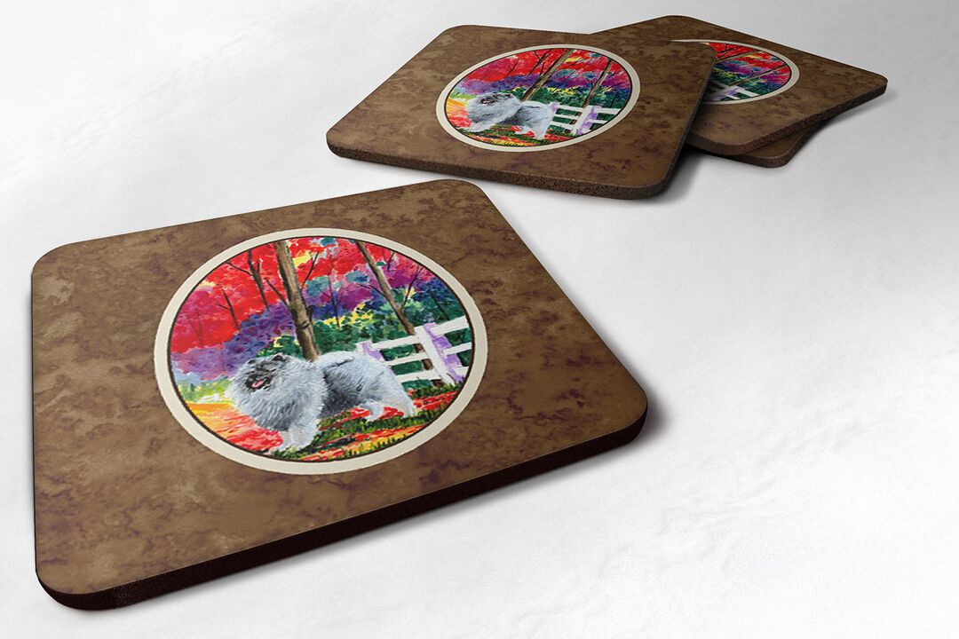 Caroline's Treasures SS8432FC Keeshond Foam Coasters (Set of 4), 3.5 H x 3.5 W, Multicolor