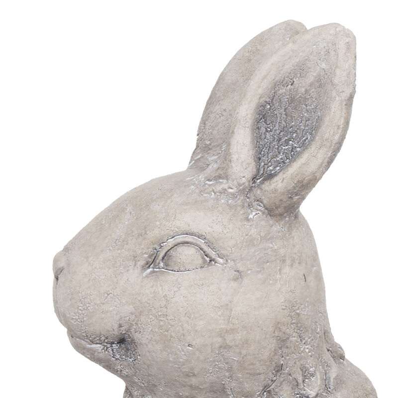 Antique Styled Raw Textured Polyresin Standing Rabbit Planter, Gray image number 2