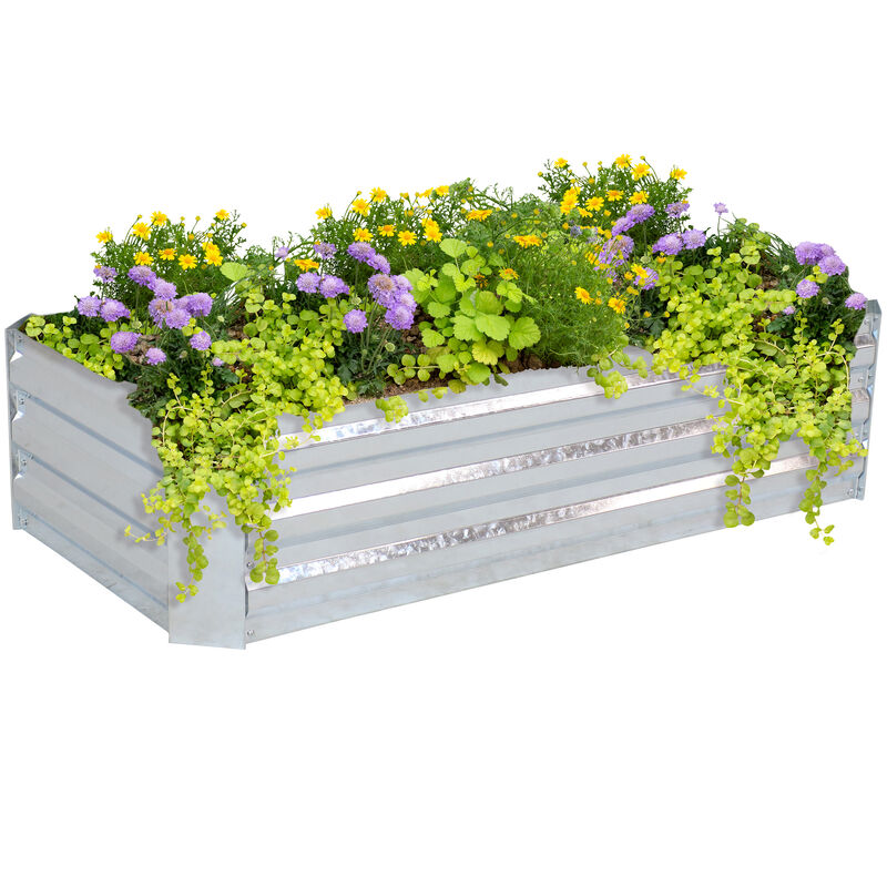 Sunnydaze Galvanized Steel Rectangle Raised Garden Bed