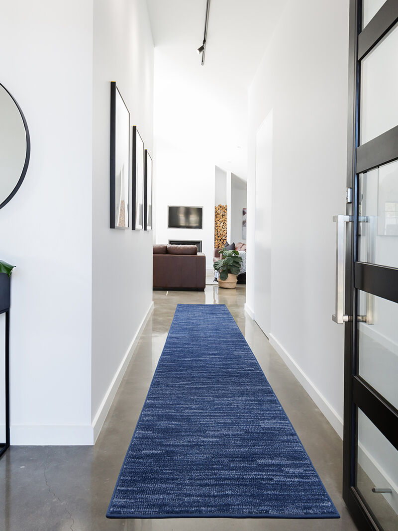Nourison Essentials NRE01 Navy/Blue 2'2" x 7'6" Rug image number 7
