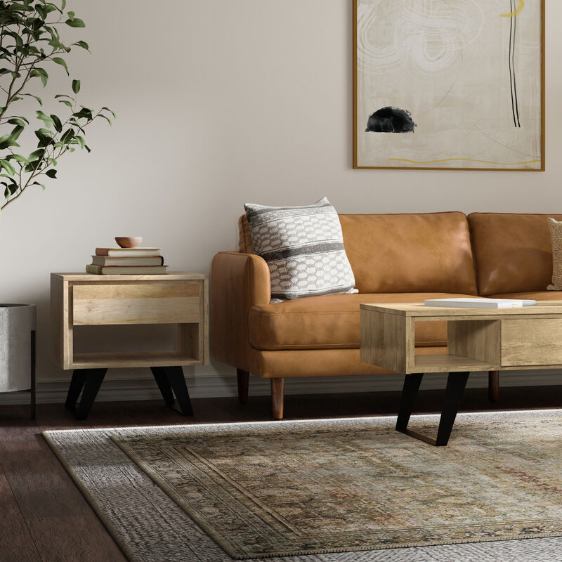 Lowry Modern Industrial 22 inch Wide Metal End Side Table in Natural