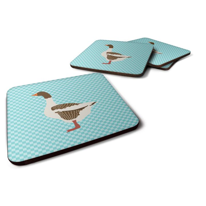 Caroline's Treasures Pomeranian Rogener Goose Blue Check Decorative coasters, 3.5, Multicolor