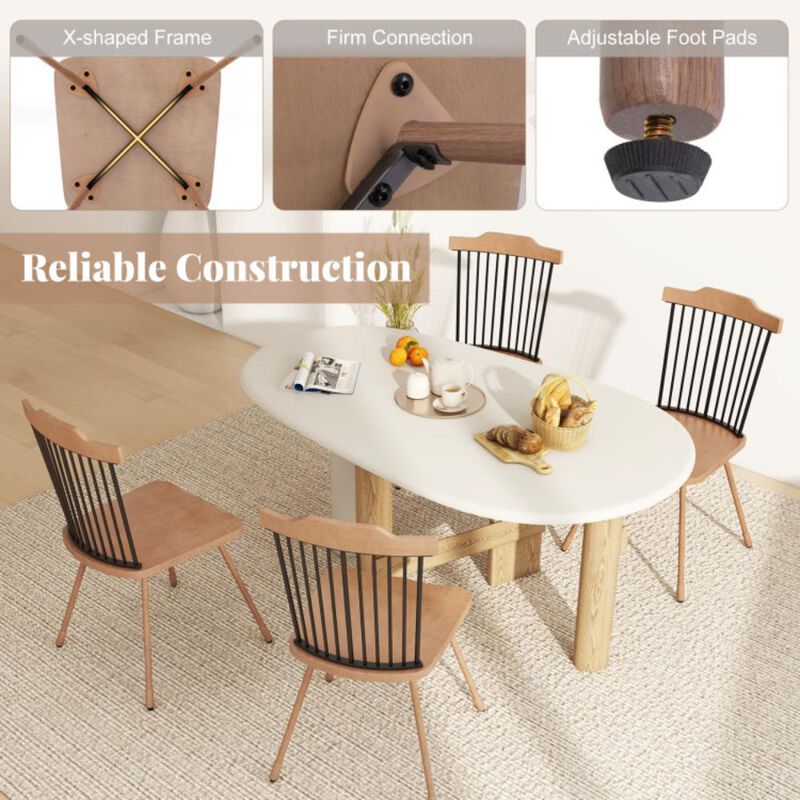 Hivvago Dining Chair with Spindle Back and Ergonomic Contoured Seat Set of 2