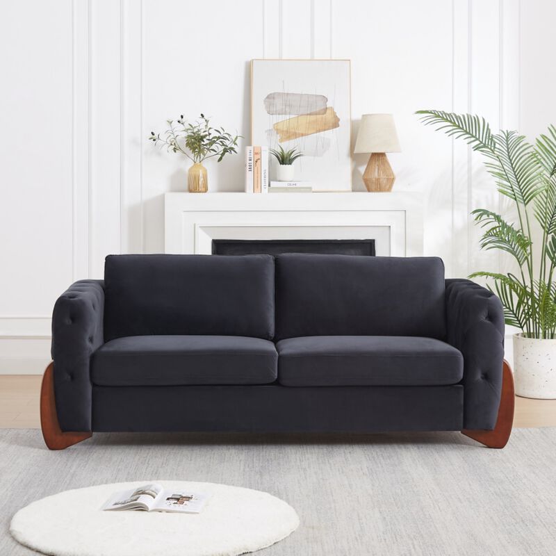 Rodcaf Mid‑Century Modern Button Tufted Velvet 3‑Seat Sofa image number 8