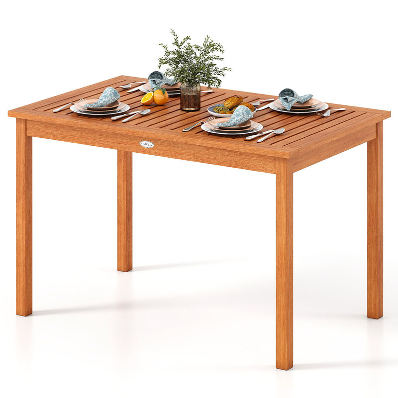 48" Wood Rectangular Patio Table for 4&ndash;6 People, Outdoor Dining Table image number 3
