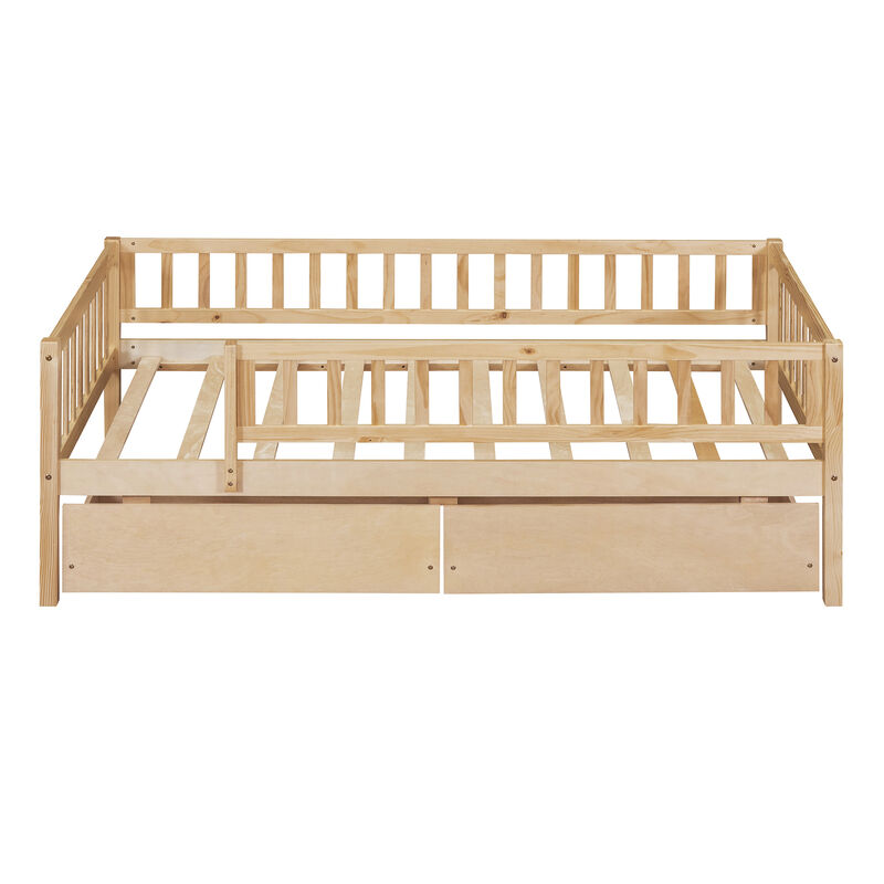 Whisen Twin Size Daybed Wood Bed with Two Drawers image number 0