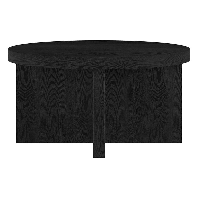 Hudson&Canal Elna 33 Wide Round Coffee Table in Black Grain