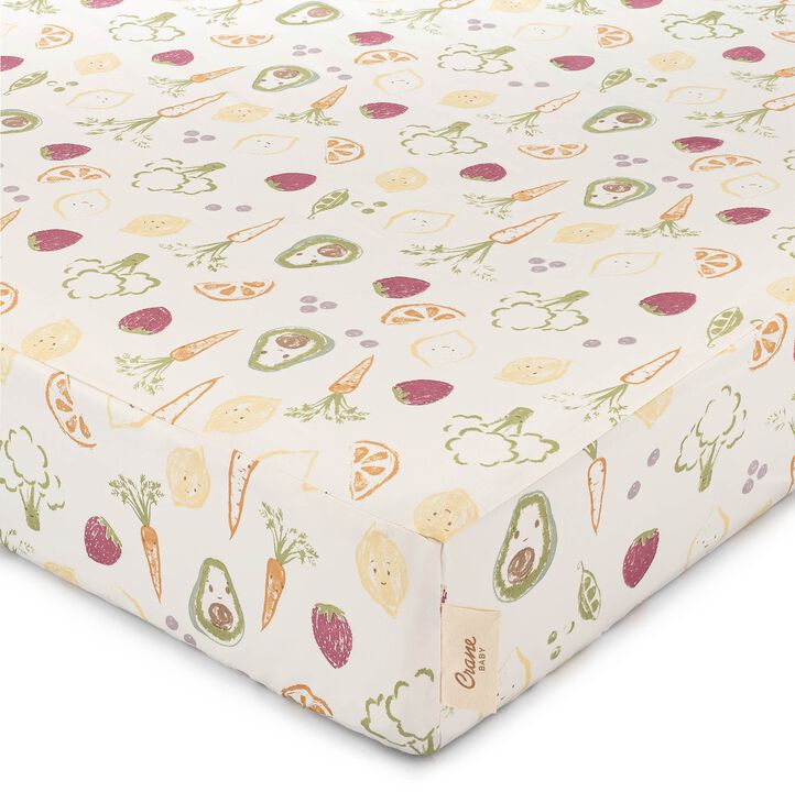 Clementine Fruits & Veggies Cotton Fitted Crib Sheet