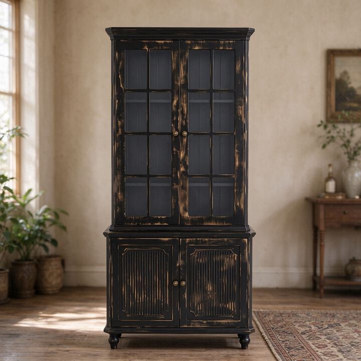 Felirn 77.5''H Vintage Storage Display Cabinet