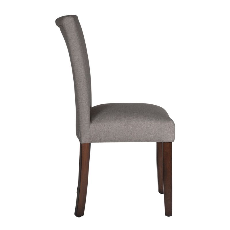 Fabric Upholstered Wooden Parson Dining Chair with Splayed Back, Gray and Brown image number 2
