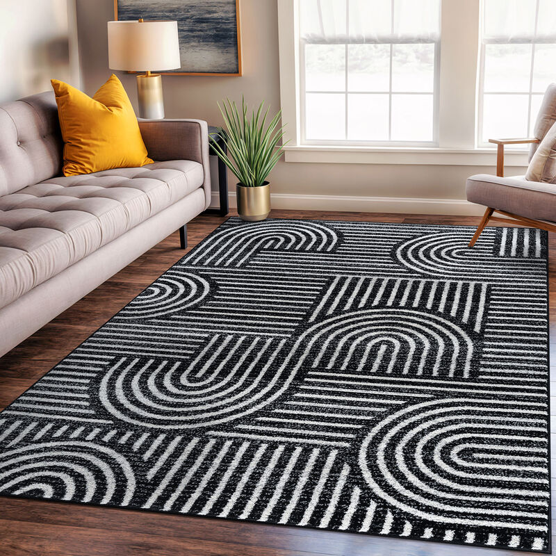 World Rug Gallery Bohemian Stipre Arch Design Area Rug:  Geometric,  Rectangle,  Low Pile,  Stain & Fade Resistant image number 5