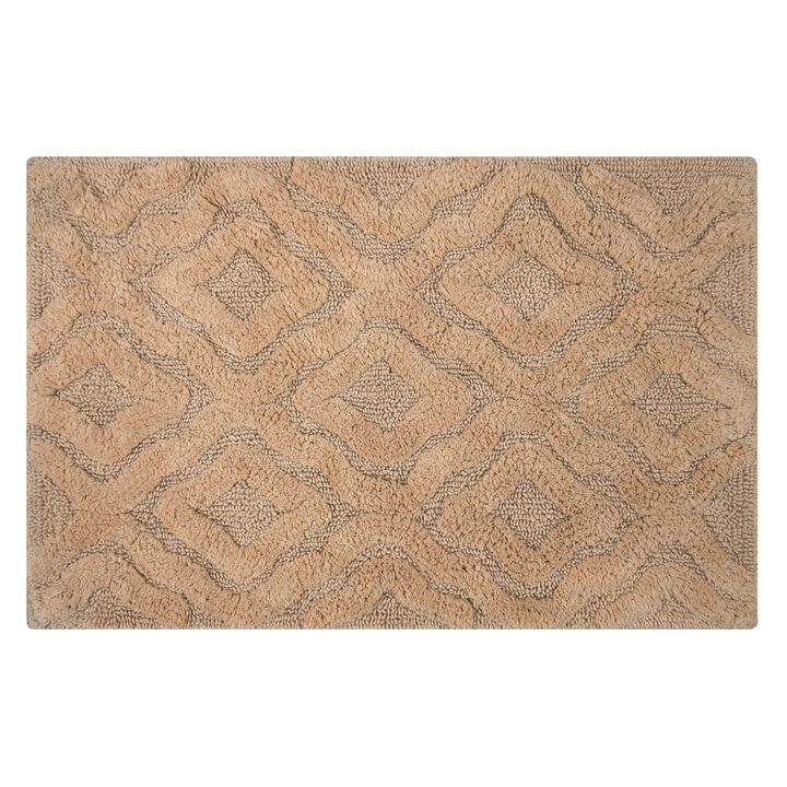 Knightsbridge Link Bath Rug Cotton Non Skid Back - 20x30", Natural