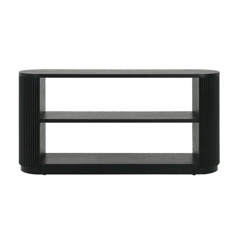 Merax Modern Entryway Console Table Slim Sofa Table Open Shelf Elegant Wood Grain Multi-Functional Hallway Table