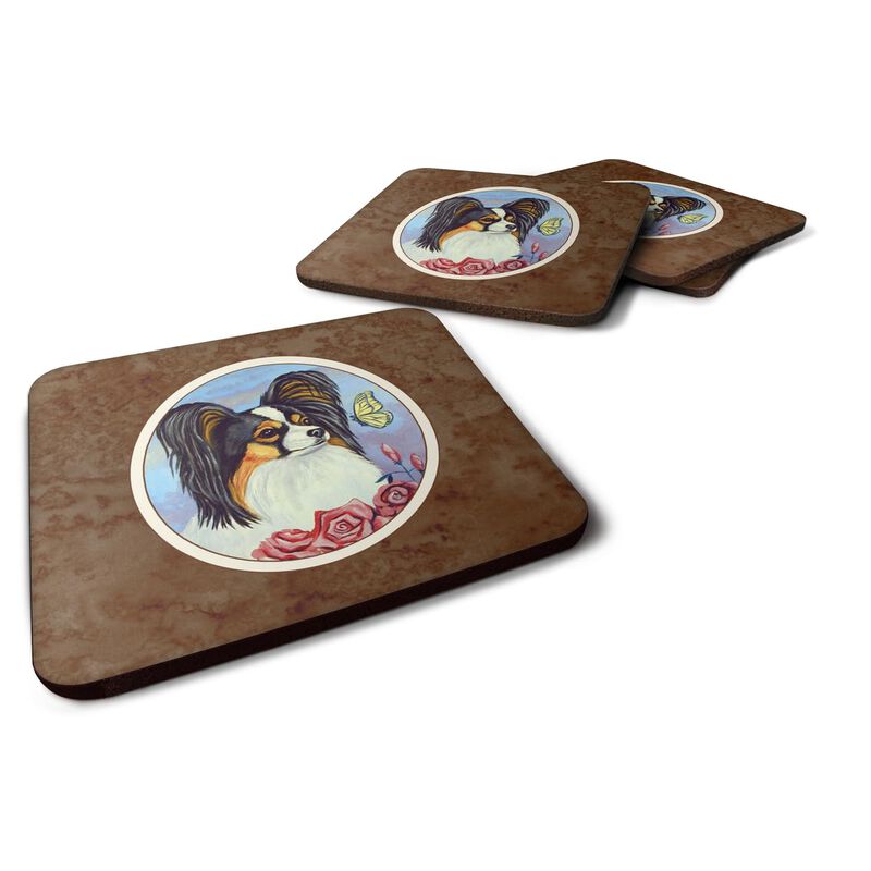 Caroline's Treasures 7036FC Papillon Yellow Butterfly Foam Coasters (Set of 4), 3.5, Multicolor image number 0