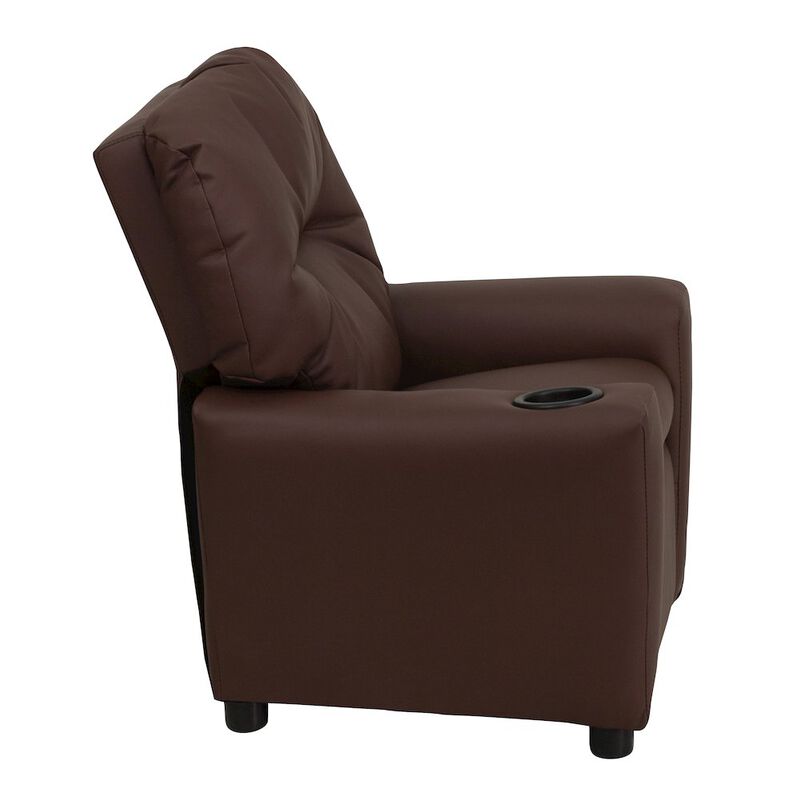 Flash Furniture Contemporary Brown LeatherSoft Kids Recliner with Cup Holder