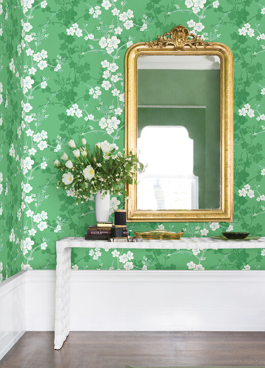 Nicolette Green Floral Trail Wallpaper