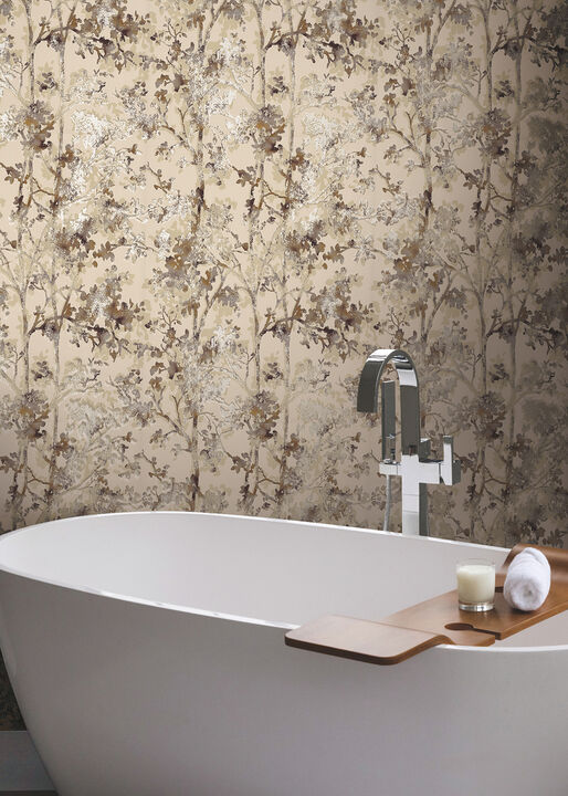 Shimmering Foliage Khaki Wallpaper