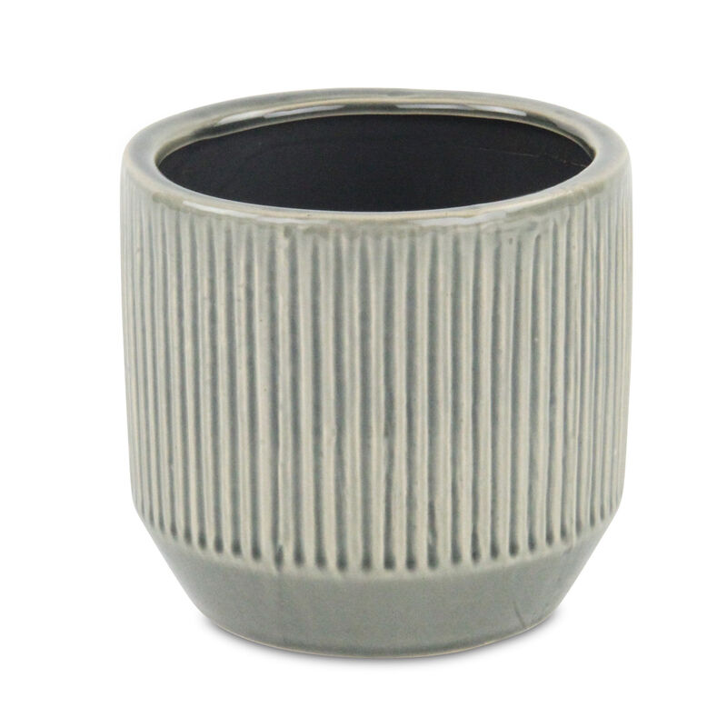 Decorative Striped Ceramic Planter for Indoor and Outdoor Spaces