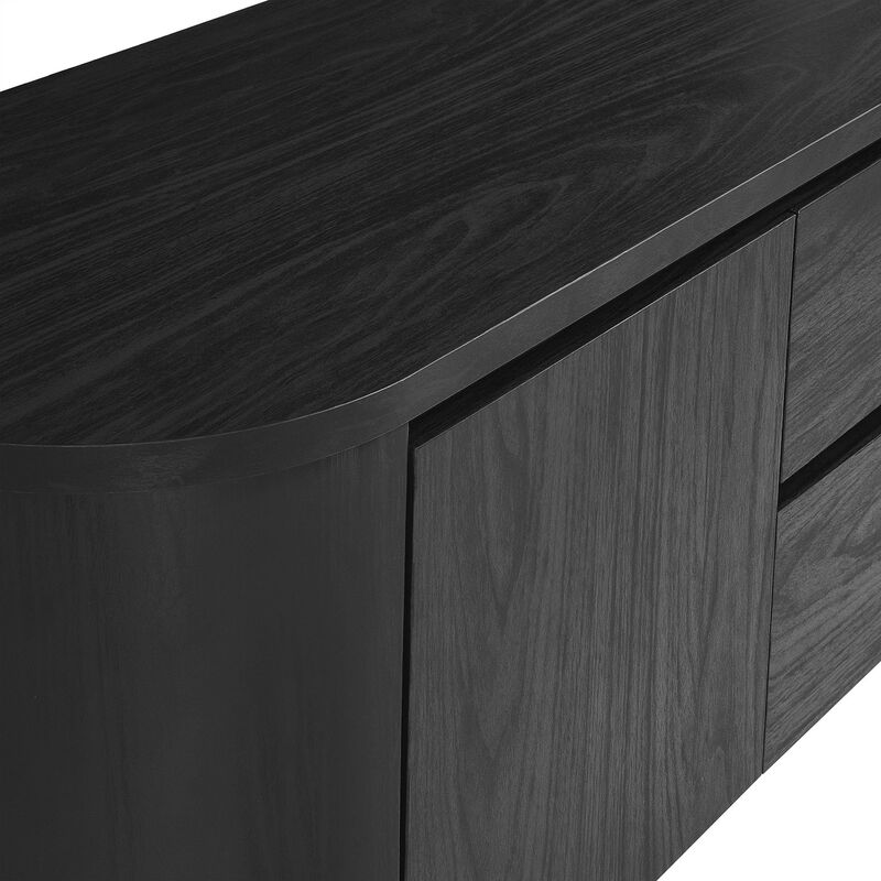 Modway Duval 71 Inch Oval TV Stand in Black &ndash; Low Profile Mid Century Modern Media Cabinet - Living Room Entertainment Center with Storage image number 8