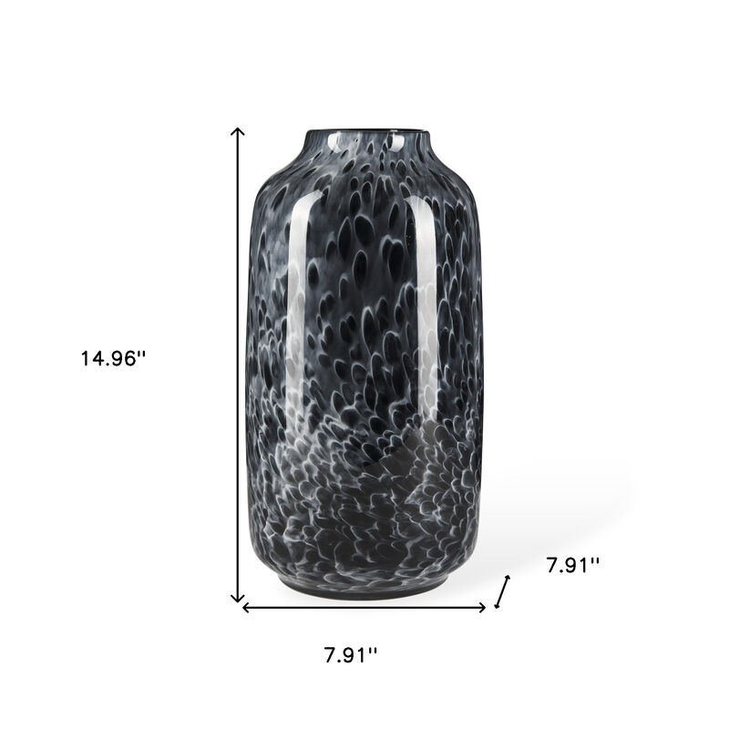 HomeRoots 15" Black Mottled Cylinder Glass Table Vase image number 3