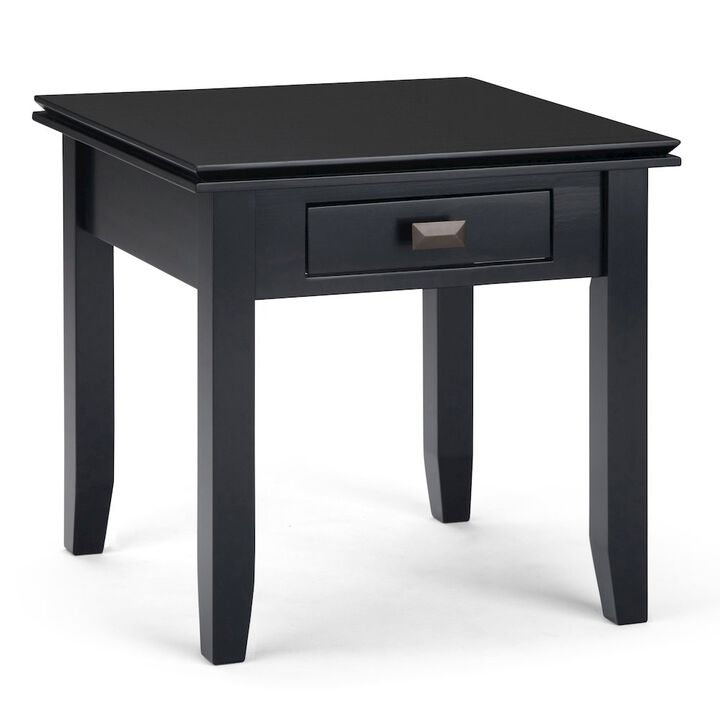 Simpli Home Artisan Solid Wood End Table In Black