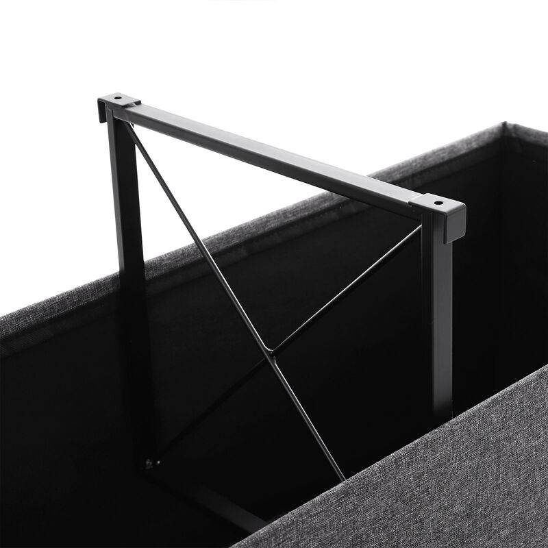 43.3-Inch Folding Storage Bench - Ottoman with Flip-Up Lid and Padded Footstool Seat