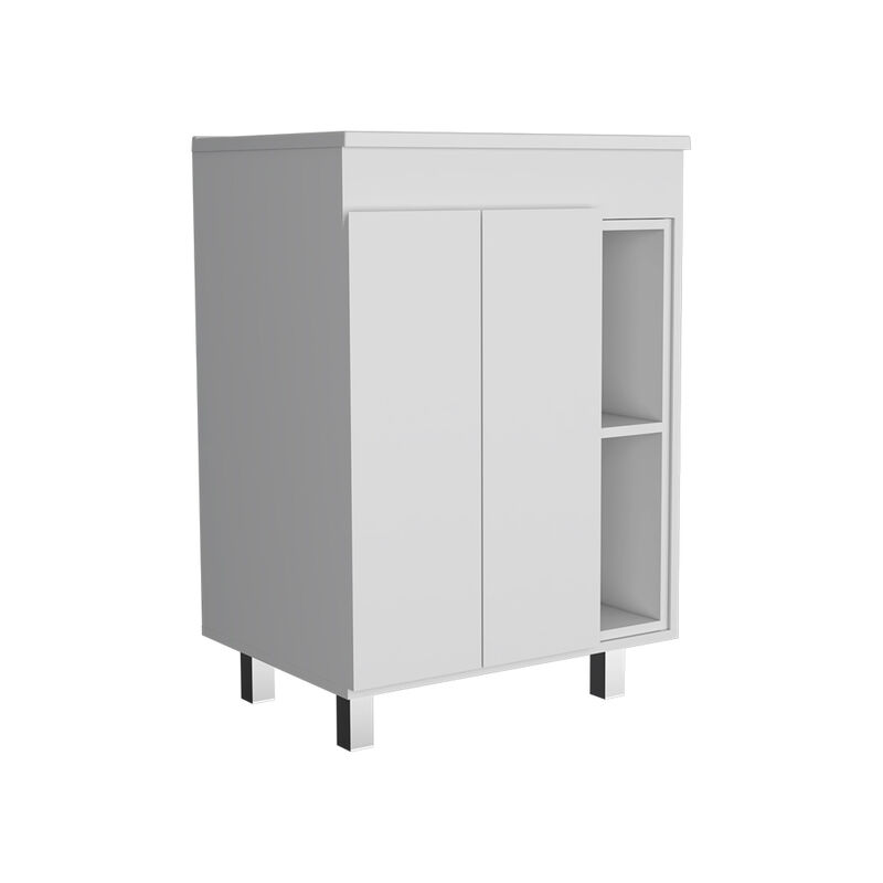 DEPOT E-SHOP Acra Free Standing Vanity, Two Interior Shelves, Two External Shelves, Double Door Cabinet, White