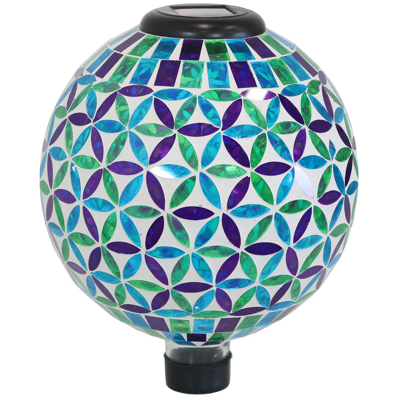 Sunnydaze Cool Blooms Glass Gazing Ball with Solar Light - 10 in image number 0