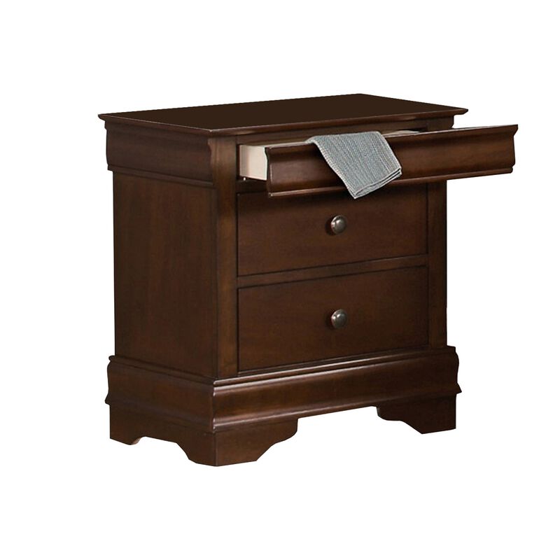 Queen Bedroom Set, Brown Wood, 3 Piece Set with 2 Nightstands image number 5