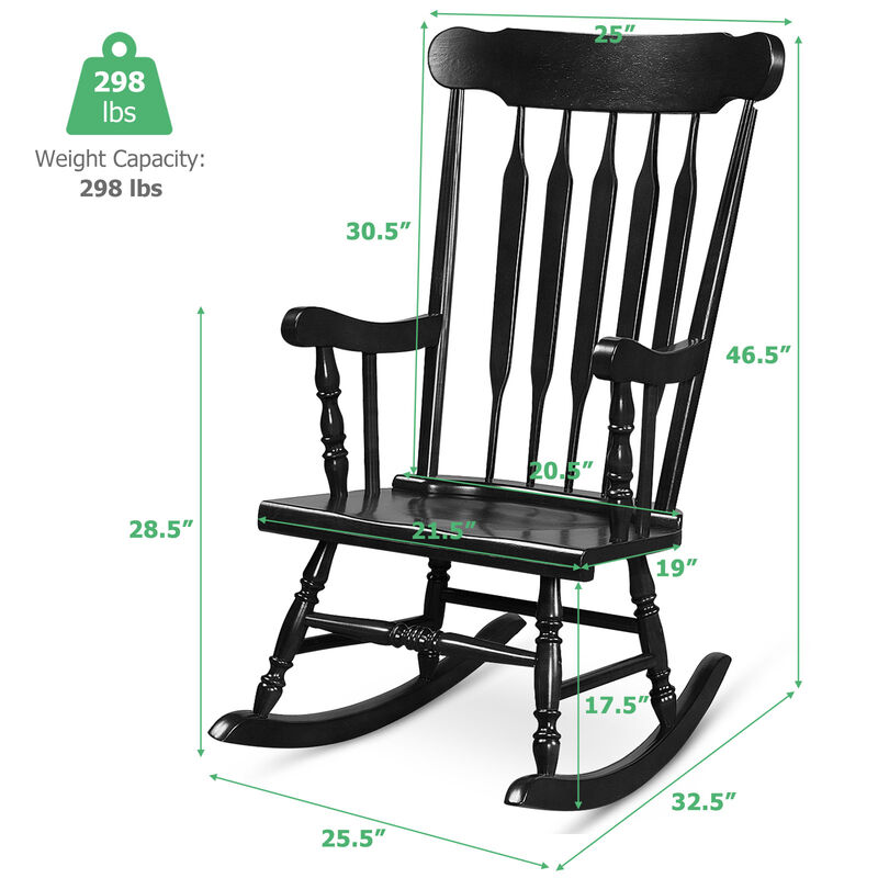 Rocking Chair with Solid Wooden Frame for Garden and Patio, Comfortable Outdoor Seating