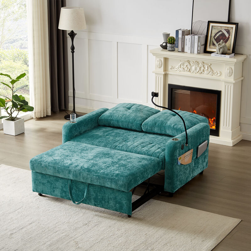 Merax Modern Loveseat Pull-out Sofa Bed with Cup Holders