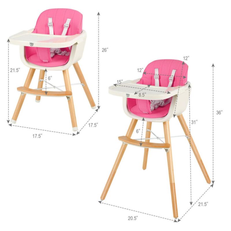 Hivvago 3-in-1 Convertible Wooden High Chair with Cushion