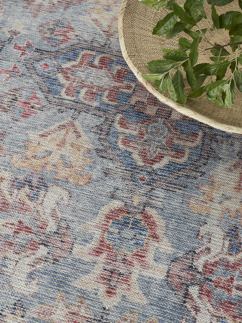 Machine Washable Series 1 SR104 Blue/Multicolor 7'10" x Round Rug