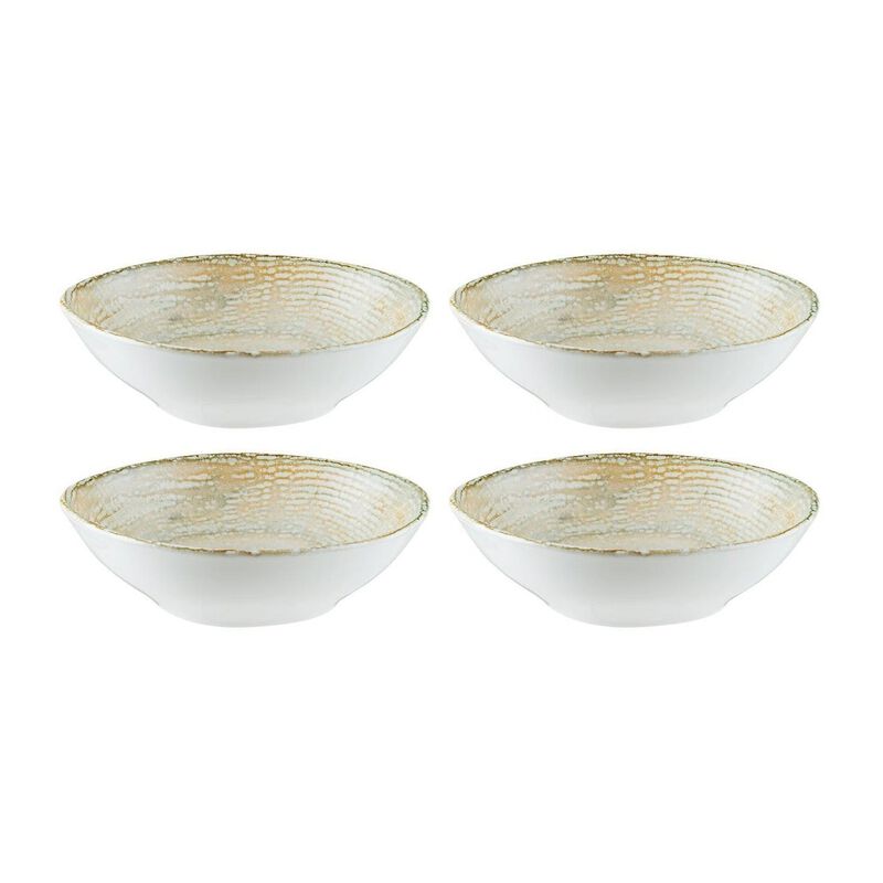 Patera 7" x 6.5" x h:2" 17 oz. Organic Decorated Porcelain Bowl (Set of 4)