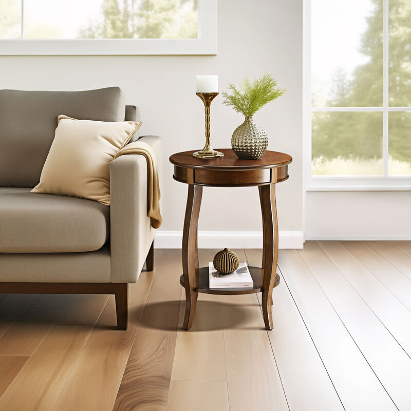 GOODSILO Elegant Round Leg Accent Table with Open Storage Shelf and Wooden Cabriole Leg Design image number 6