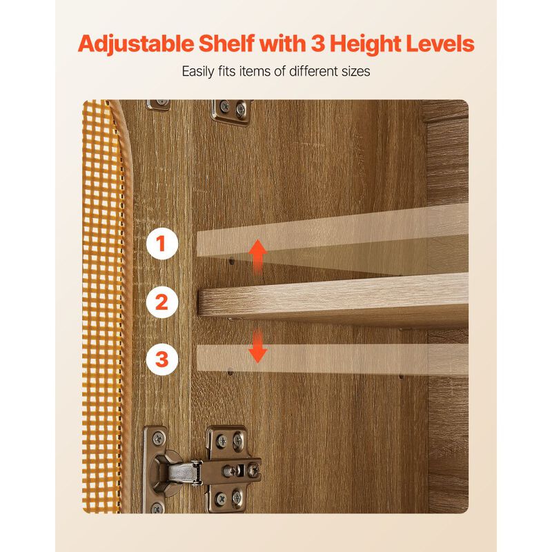 Bathroom Storage Cabinet Wall Mounted with Adjustable Shelf and Open Partition-Brown image number 7