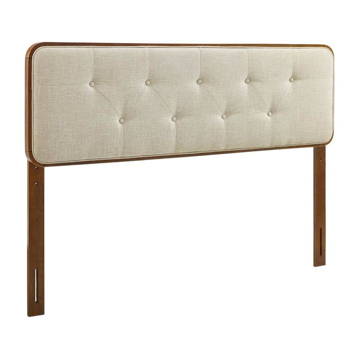 Tufted Gray Fabric Twin Headboard with Wooden Frame and Upholstered Design